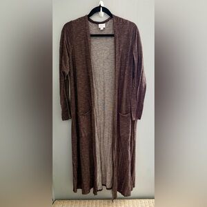 Lula Roe Striped Brown Long Cardigan